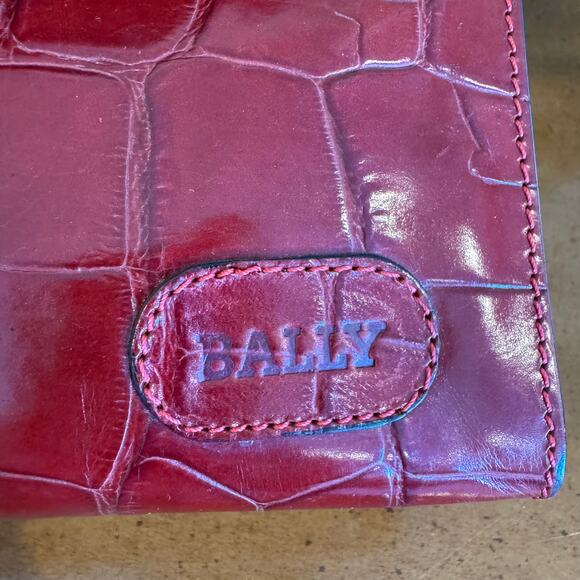 Rare Vintage Bally Kelly Style Croc Embossed Red Leather Handbag - Picture 13 of 14
